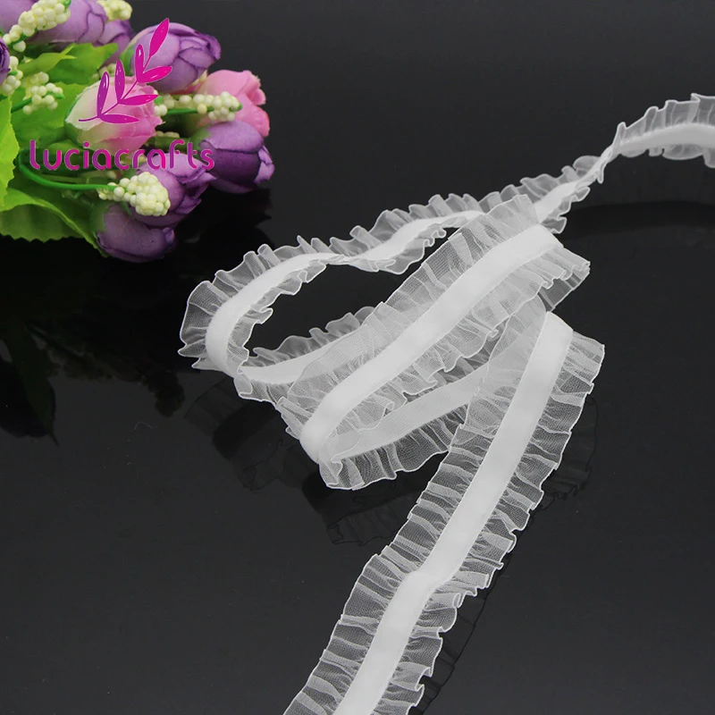 Lucia Crafts органза эластичные кружевные ленты 2/6 ярдов/партия 25 мм отделка швейная