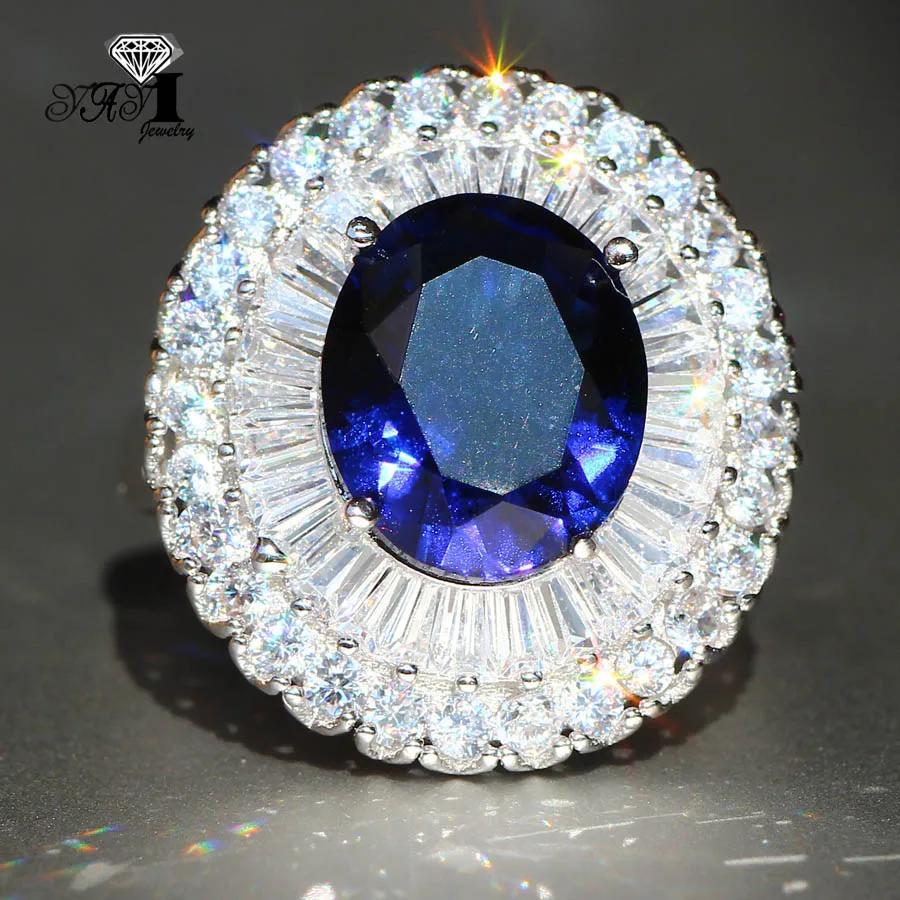 Ювелирные изделия yayi Мода Принцесса огранка 5.5CT голубой циркон серебряный цвет обручальные кольца Свадебные Кольца вечерние кольца