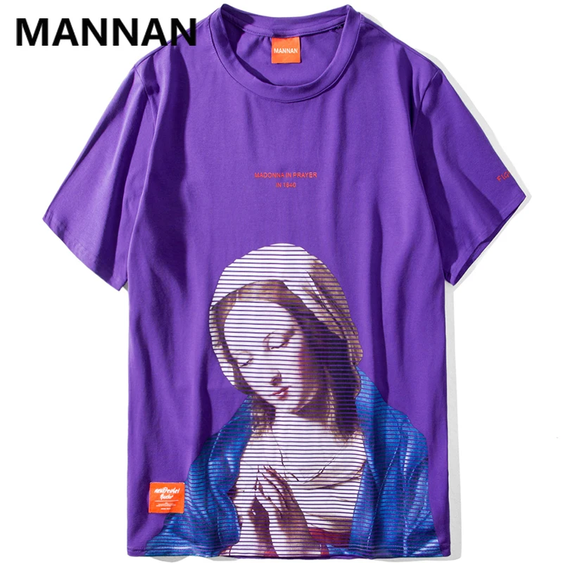 Мужская футболка с коротким рукавом MANNAN Madonna In Prayer повседневные хлопковые