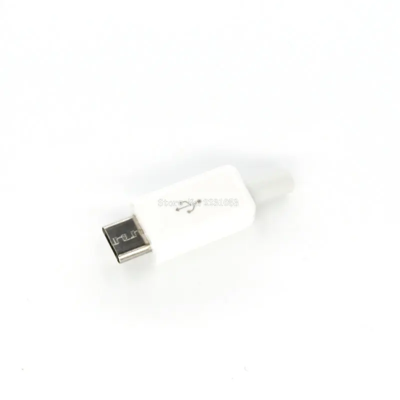10 шт./компл. 4 в 1 DIY Micro USB сварки Тип Мужской 5-контактный разъем w/Пластик крышка черного и белого цвета - Цвет: Белый