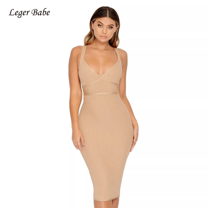 Женское Бандажное платье Leger Babe сексуальное облегающее без рукавов с открытой