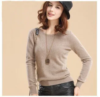 

Cashmere wool Sweater and Pullovers Fashion O-Neck Sweater Solid Color Long Sleeve Knitted Sweater Women Sweaters