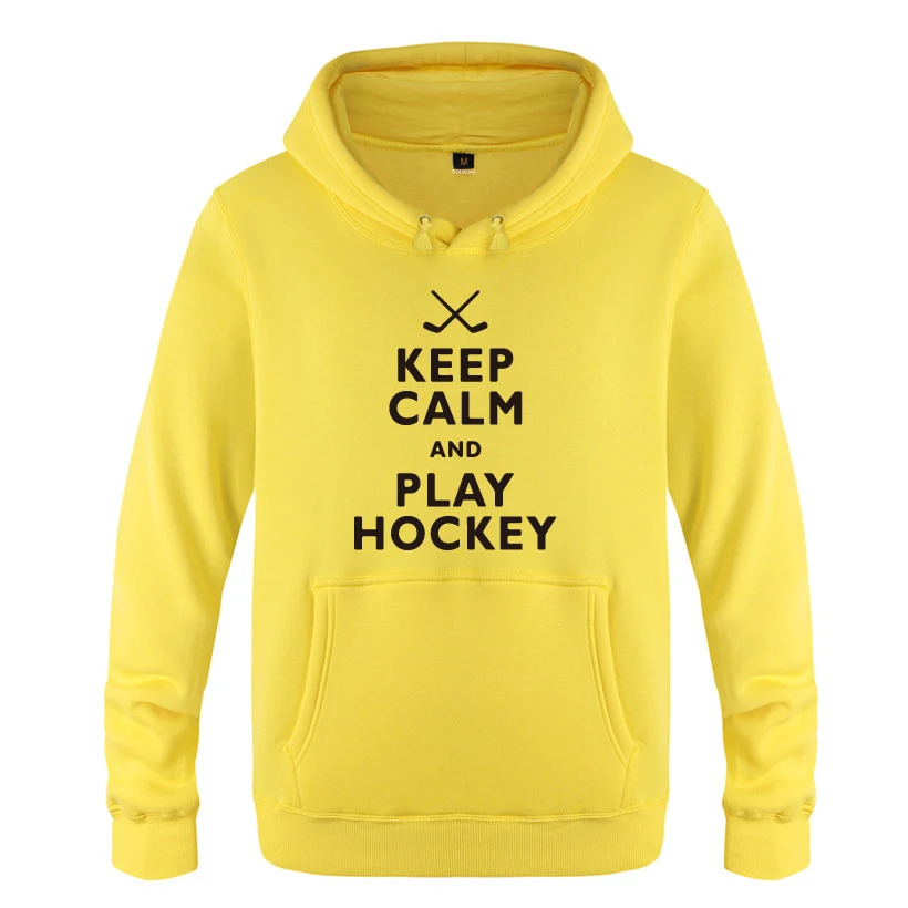 С надписью «Keep Calm and Play Хоккей Творческий толстовки, новинка Для мужчин Для мужчин с капюшоном пуловер с начёсом Толстовка - Цвет: HUAY HET