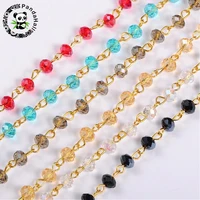 6mm handmade abacus glass beads golden chains for neckalces bracelets making diy jewelry findings 39 31mstrand5strandslot