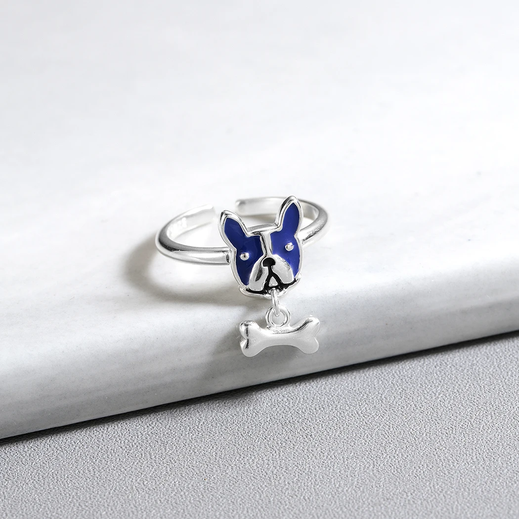 Женские кольца с изображением французского бульдога и собаки Cxwind милые синего