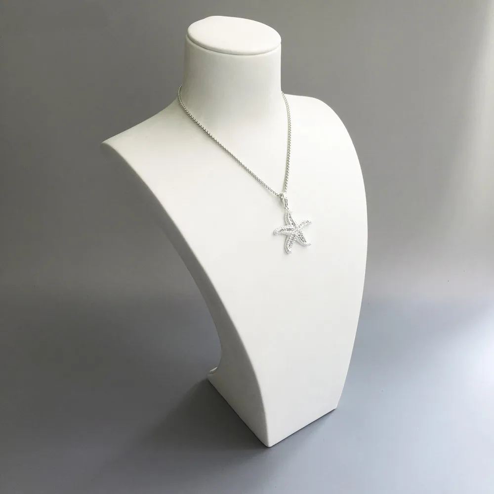 Серебристый белый с кубическим цирконием морской звезды кулон Подвеска со