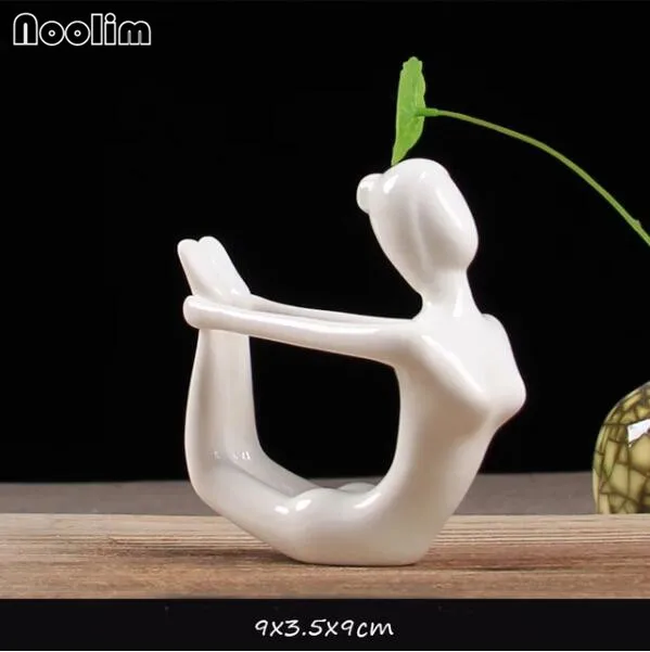 Yoga 12 NOOLIM креативный домашний Декор Керамическая йога девушка курильница с обратным потоком благовония конусы горелки полотенце ладан держатель использовать в офисе Teaho - Цвет: Yoga 12