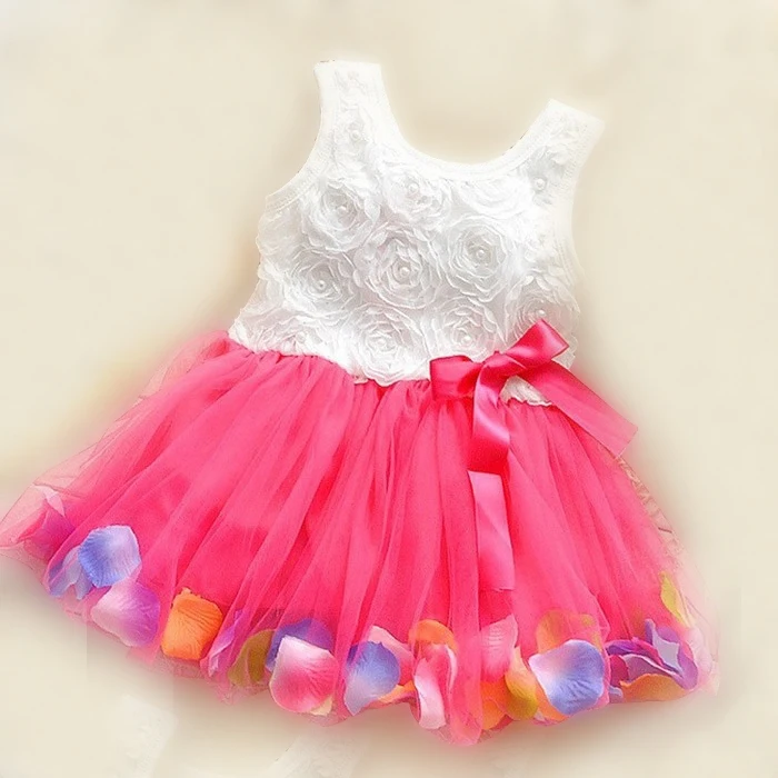 0-2 years summer girls dress rose petal hem color cute baby dresses | Детская одежда и обувь