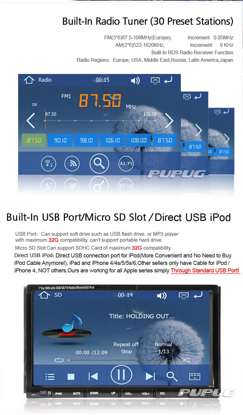 7 ''HD в тире Bluetooth GPS навигации автомобиля DVD CD MP3 плеер универсальный 2 DIN