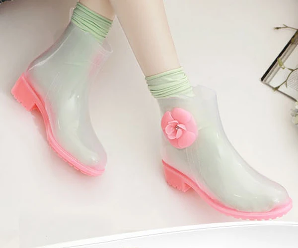 Женские сапоги дождь низком каблуке ботинки резиновая туфли-botas де агуа Mujer