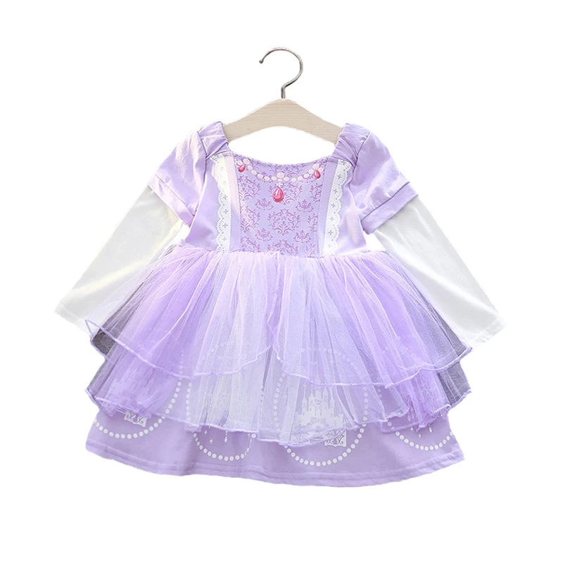 2019 Autumn Princess Sofia Dresses Costume Halloween Clothes Monsoon Kids Cotton Dress Long Sleeve Children Christmas Clothing | Детская