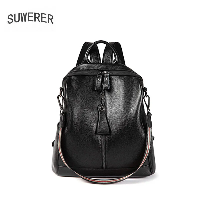 

SUWERER 2020 New Women Genuine leather bag famou brand real leather women bags Leisure Fashion big capacity female backpack