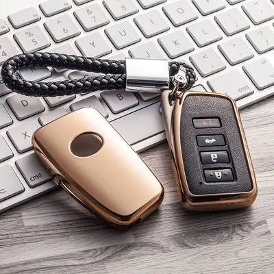 A-Gold-keychain Мягкий чехол из ТПУ для ключей для автомобиля автоматическая защита ключа подходит для Lexus ES/RX/NX/RX200t nx200 слез неба искусственный кристалл кулон - Название цвета: A-Gold-keychain