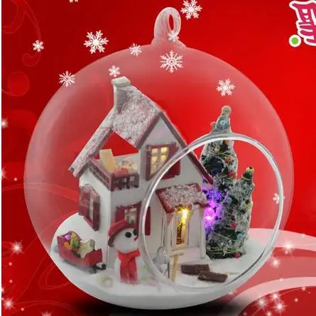 

DIY 12CM Christmas Kisses Romantic Glass Ball House Assemble Gift Toys Presents For Lover Valentine's Day Christmas New year
