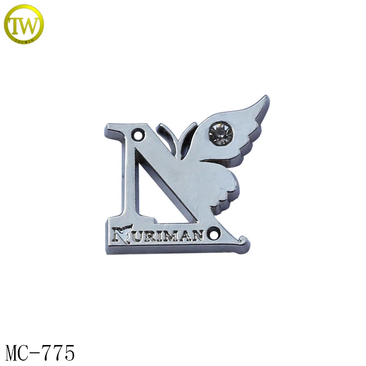 Маленькая металлическая этикетка с бабочкой на заказ алмазными металлическими