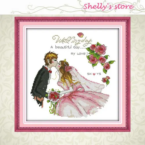 Wedding series lovers Happy Sweet painting counted or Stamped DMC 11CT 14CT Chinese Cross Stitch kits embroidery needlework Set |