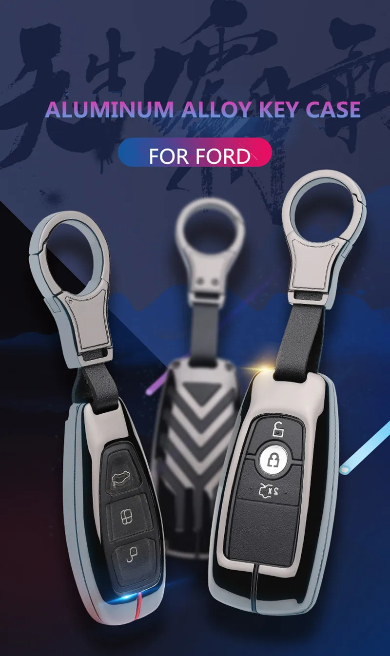 Чехол для автомобильного ключа из цинкового сплава для Ford Fiesta Focus 3 4 Mondeo Ecosport Kuga Focus ST, чехол для автомобильного ключа с умным дистанционным управлением, брелок