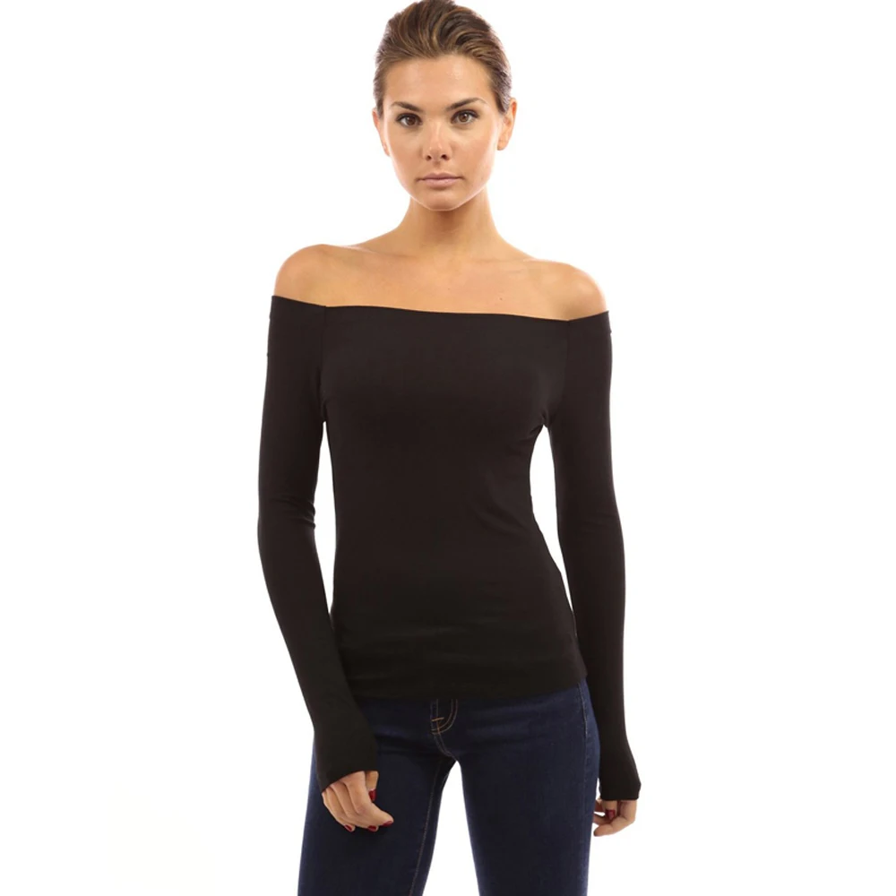 Женские рубашки с открытыми плечами и длинным рукавом элегантная рубашка