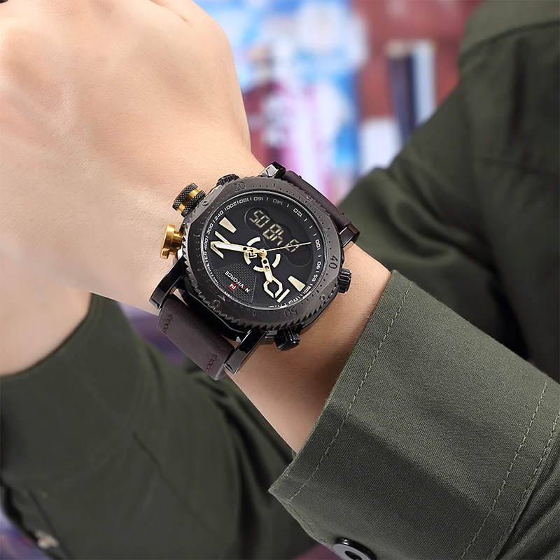 Часы NAVIFORCE мужские повседневные спортивные светодиодные аналоговые армейские