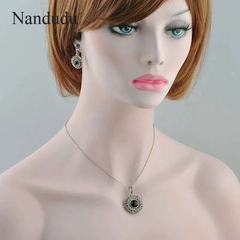 Nandudu марказит Серый Кристалл Подсолнечник подвеска ожерелье серьги Ювелирные