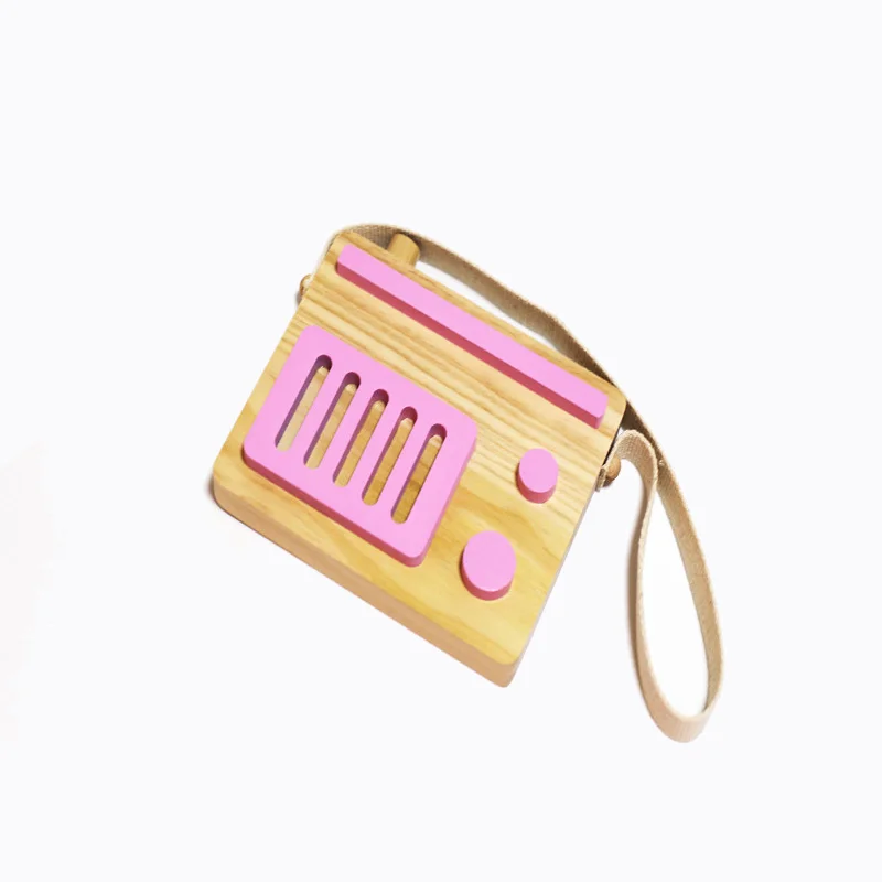 Pink Style 2 Скандинавский деревянный магнитофон детские игрушки радио фигурки детская комната Висячие ремесла, украшения магазин декоративные фотографии реквизит - Цвет: Pink Style 2