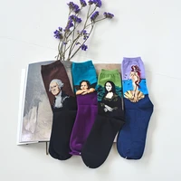 1pair fashion cotton socks famous character painting socks women men sock design art harajuku printed sock