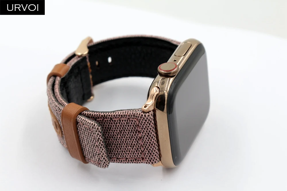 URVOI холщовый ремешок для Apple Watch band series 54321 тканевый ремешок для iwatch с узором брани классический дизайн из натуральной кожи