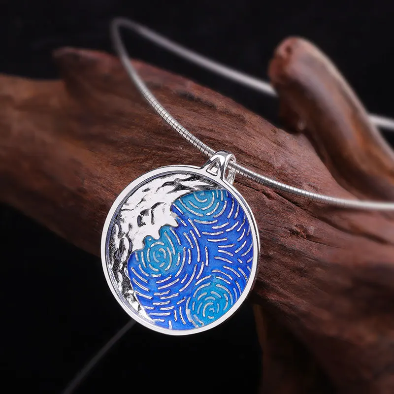Серьги для женщин BOCAI S925 из стерлингового серебра в стиле Handmade Ladies Burnt Blue Mermaid Dreams Thai.