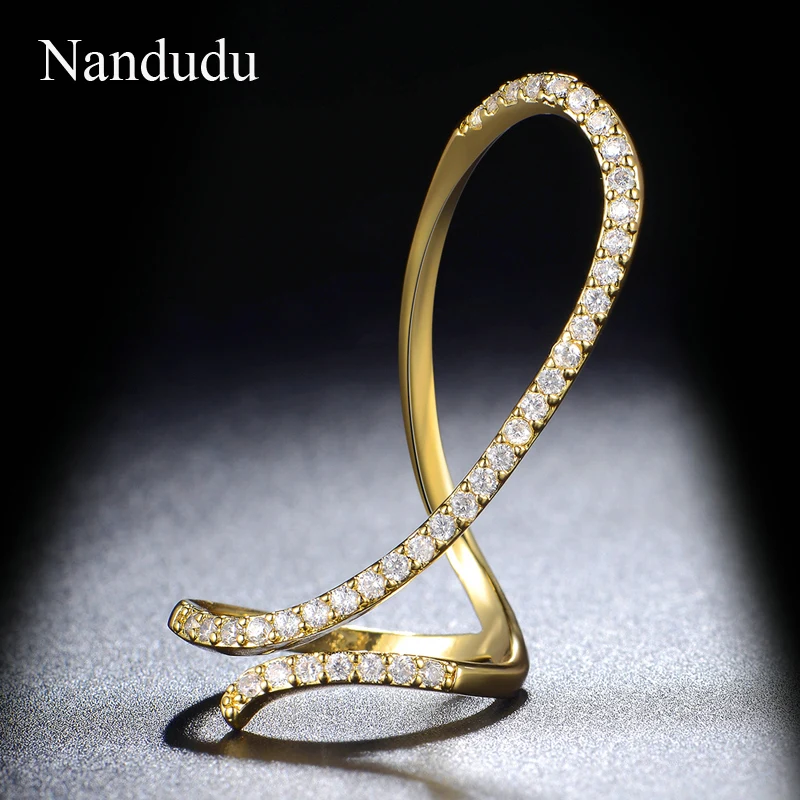 Nandudu New Arrival Curved Ring Adjust Size for Women Girl Fashion Jewelry Gift Party Wedding Engagement Accessories R1165 | Украшения и