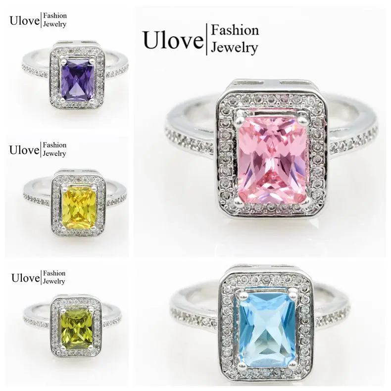 Скидка 15% розовый квадрат кольцо с камнями обручальные кольца для женщин серебро