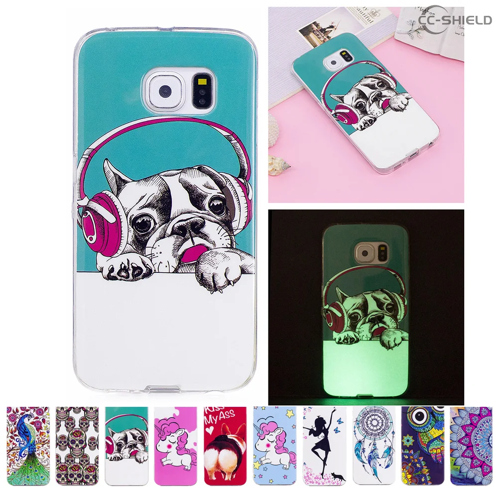 Мягкий чехол для Samsung Galaxy S6 Edge S6edge G925 G925F G925J G925W8 SM-G925 SM-G925F светящийся ТПУ телефона с