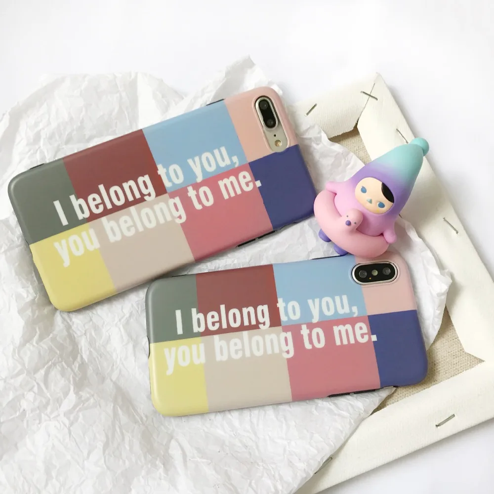 Simple English Letters Phone Case For IPhone XS Max XR Various Color Stitching Shell for 6 7 8 Plus Soft TPU Cover Coque |