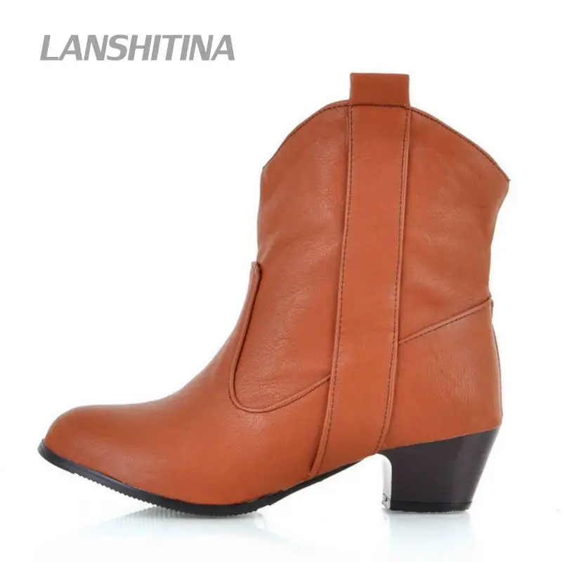 Women Half Boots Shoes Woman Round Toe Fashion Warm Winter Botas Heels Rome Boot Quality Footwear Y199 | Обувь