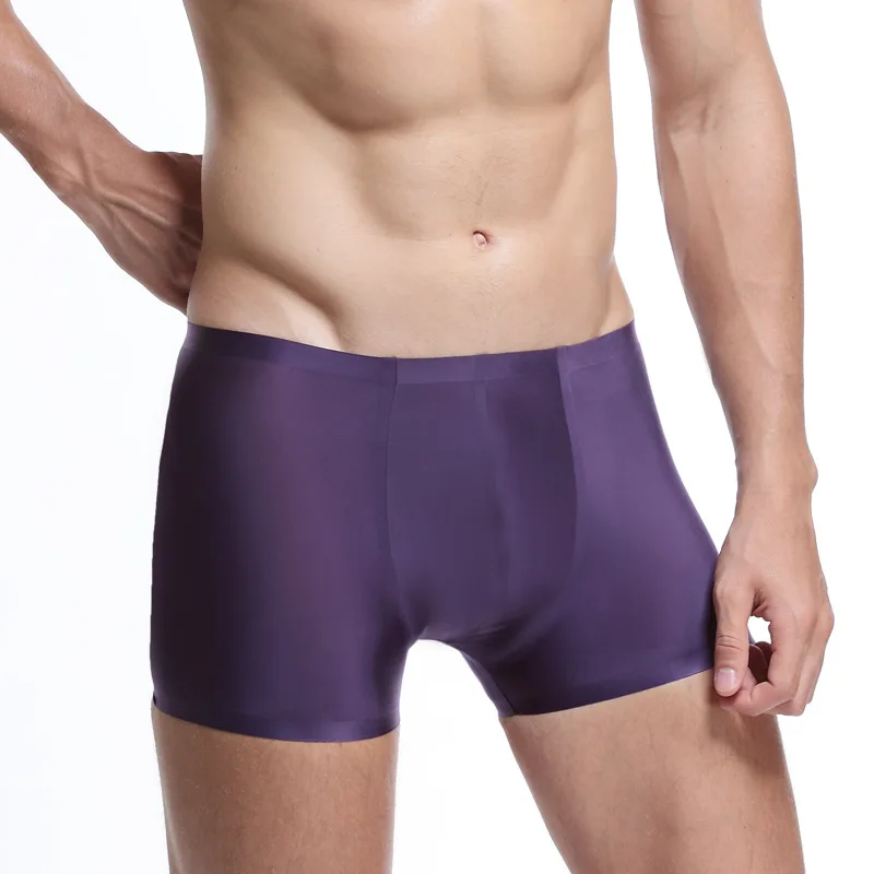 Фиолетовый Cockcon, сексуальное мужское нижнее белье, Cueca, боксеры, мужские шорты, ледяной шелк, дышащие, бесшовные трусы для мальчиков, мужские трусы - Цвет: Фиолетовый