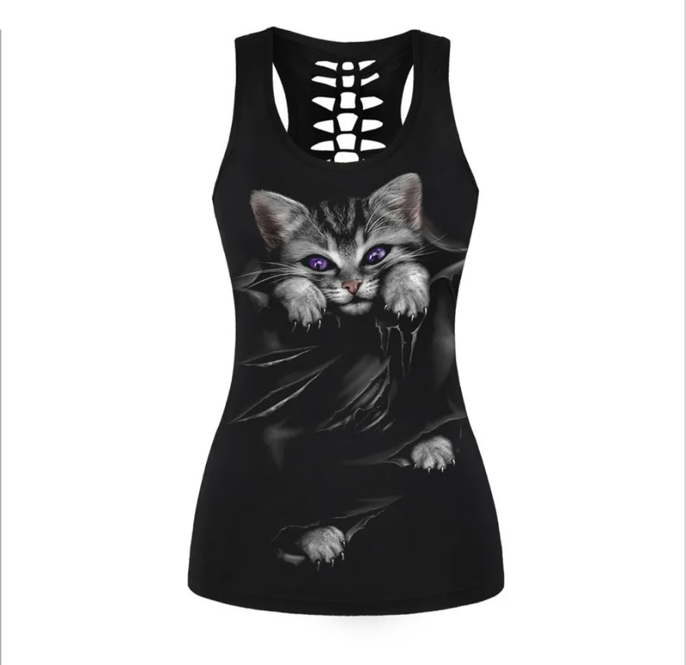 

SzBlaZe Brands New Womens Print Tank Tops Breathable Sleeveless Halloween The I-shaped Vest new Summer Sexy Punk Fashion Top