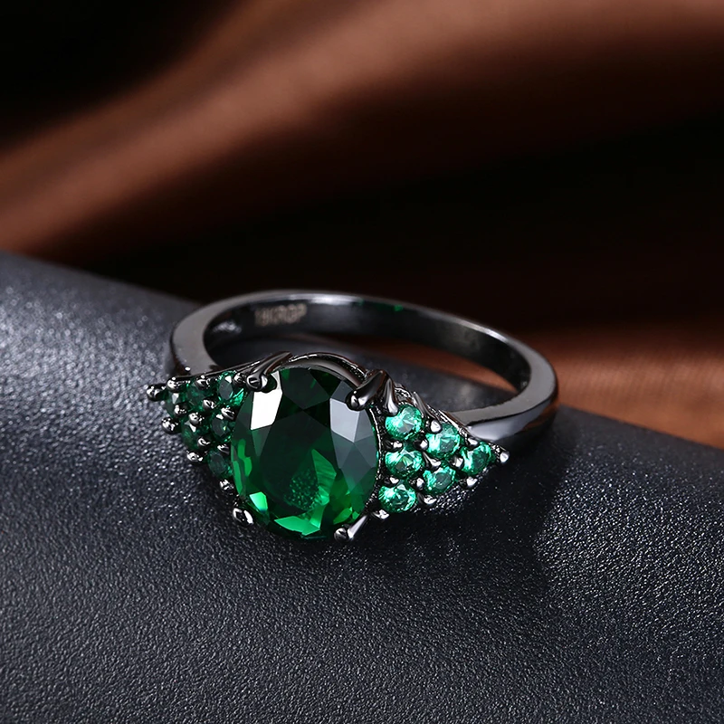 Gorgeous Oval Zircon Black Gold Filled Wedding Rings For Women Tiny Cubic Zirconia Halo Engagement Ring Anillos Mujer LBR1130 | Украшения и