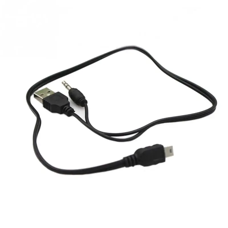 2 в 1USB кабель Jack 3,5 мм AUX кабель+ USB штекер Mini USB 5 Pin Зарядка для Bluetooth плеера Портативный Динамик