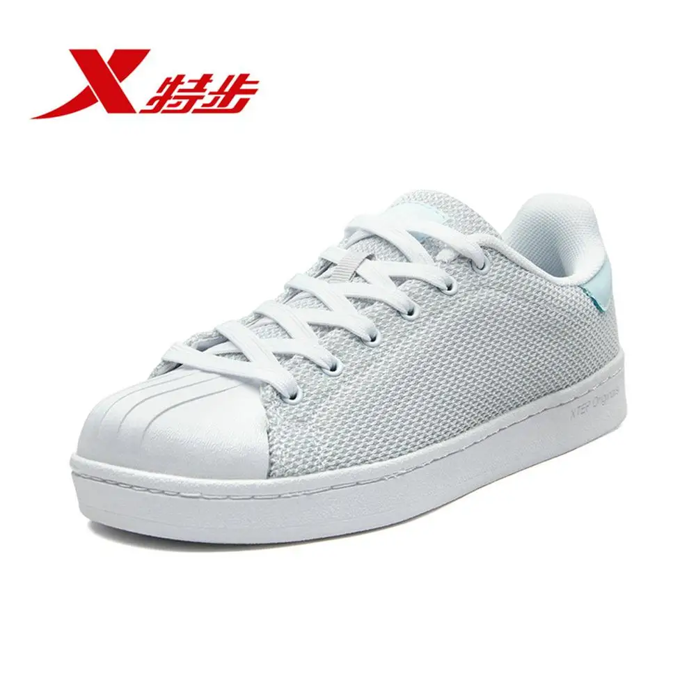 white Xtep/Женская обувь для скейтбординга; суперзвезда; женские кроссовки для скейтборда; дышащая обувь для скейтборда из сетчатого материала; Мужская обувь; 982218319512 - Цвет: white