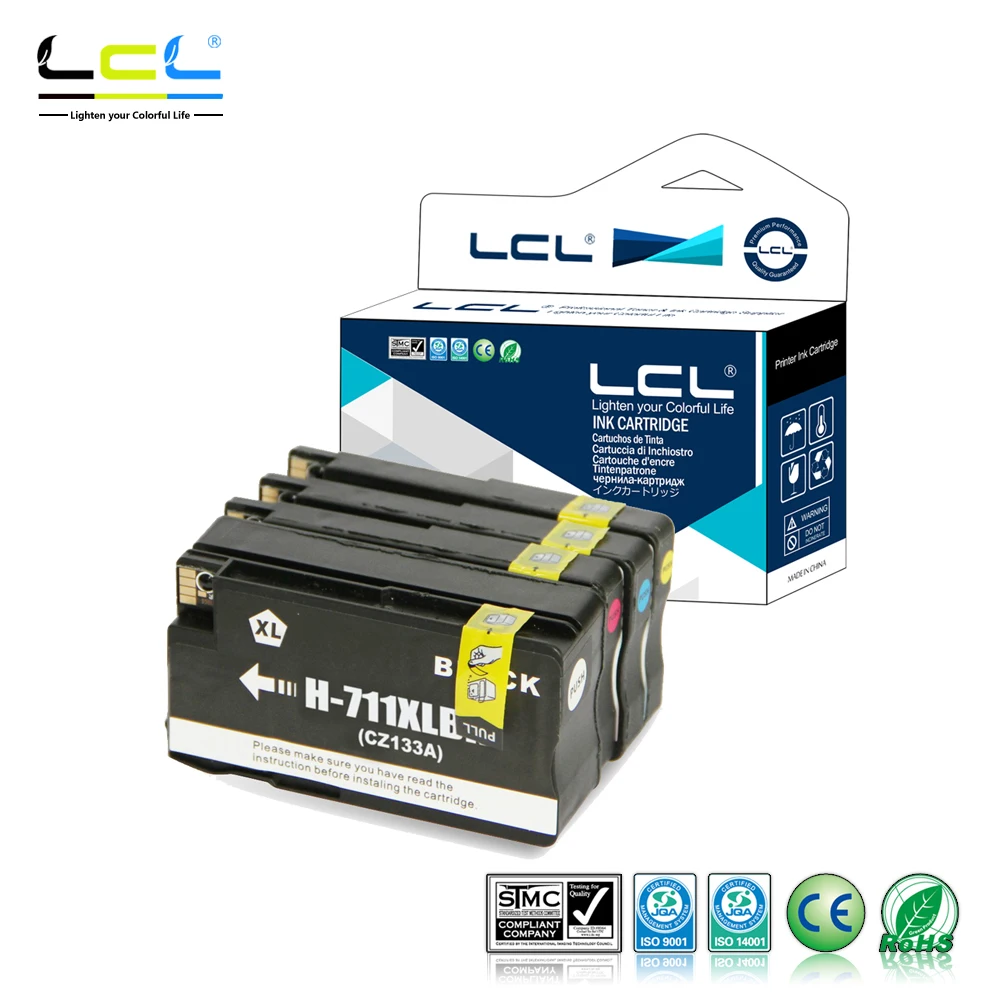 Картридж с чернилами LCL 711 XL (4 шт. в упаковке) совместимый HP Designjet T120 24/T120 610/T520 24/T520