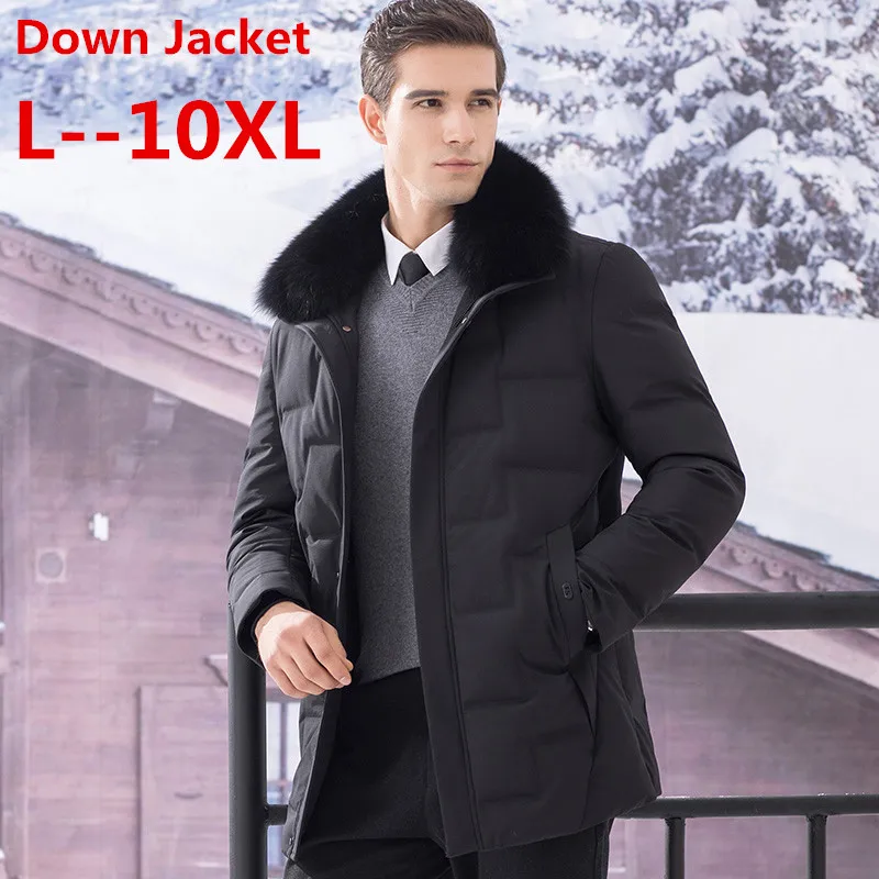 

Big 10XL 8XL 6XL Fur collar men's down jacket brand winter jacket men high quality hat windproof coat men white duck down jacket