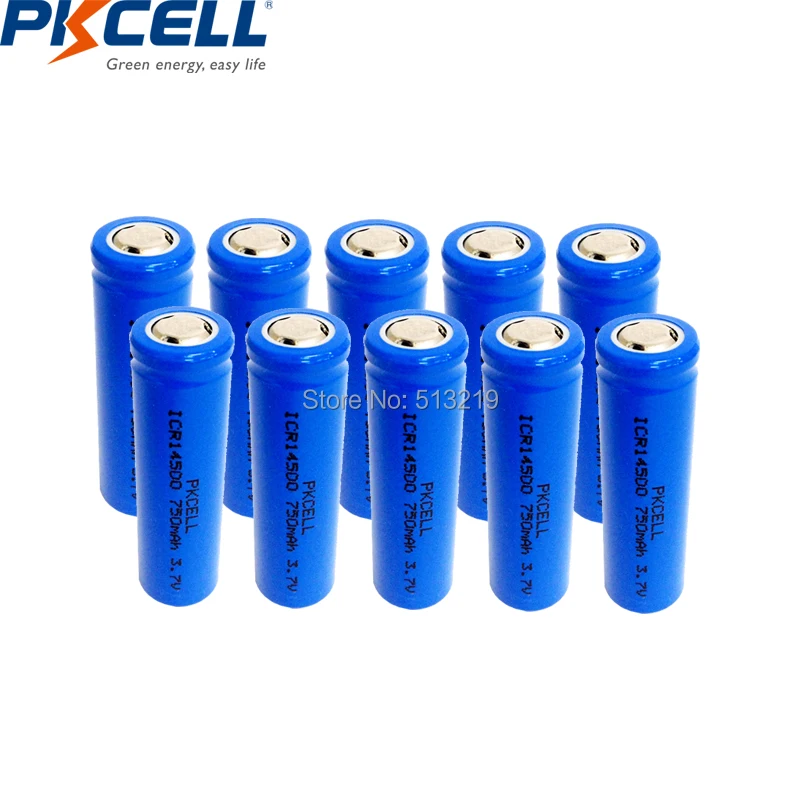 10 шт. PKCELL AA батарея 14500 3 7 V литий ионные аккумуляторы aa ионная аккумуляторная для