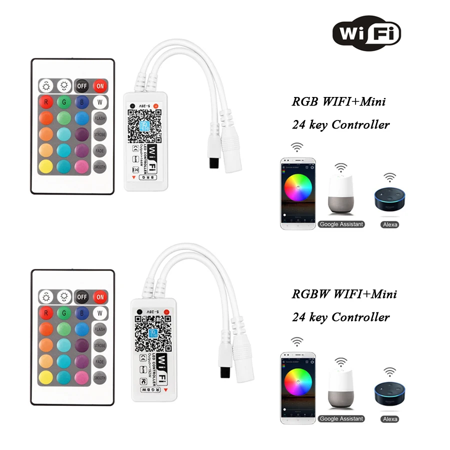 Светодиодный RGB/RGBW контроллер DC12V с 24 мя клавишами Wi Fi пульт дистанционного