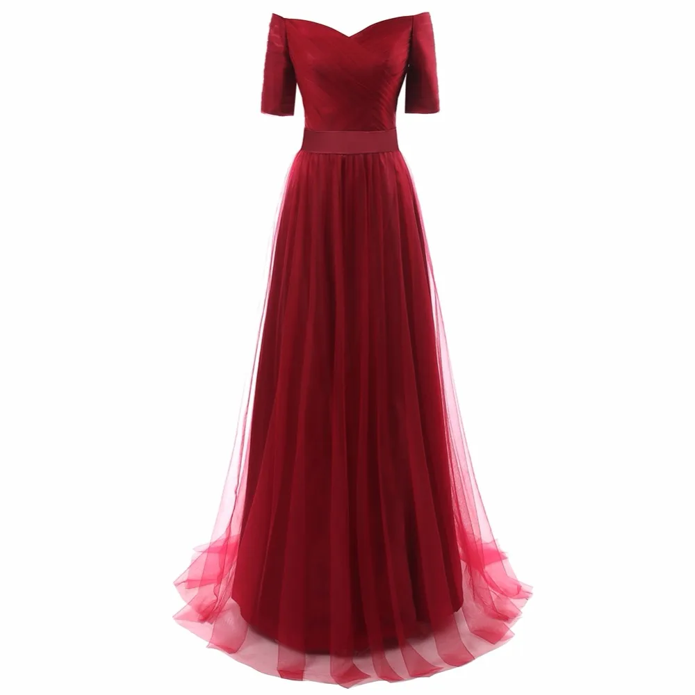 NOBLE WEISS Robe De Soiree темно-красные вечерние платья трапециевидной формы с плиссировкой на заказ, на шнуровке, на спине, платье для выпускного вечера с половинными рукавами