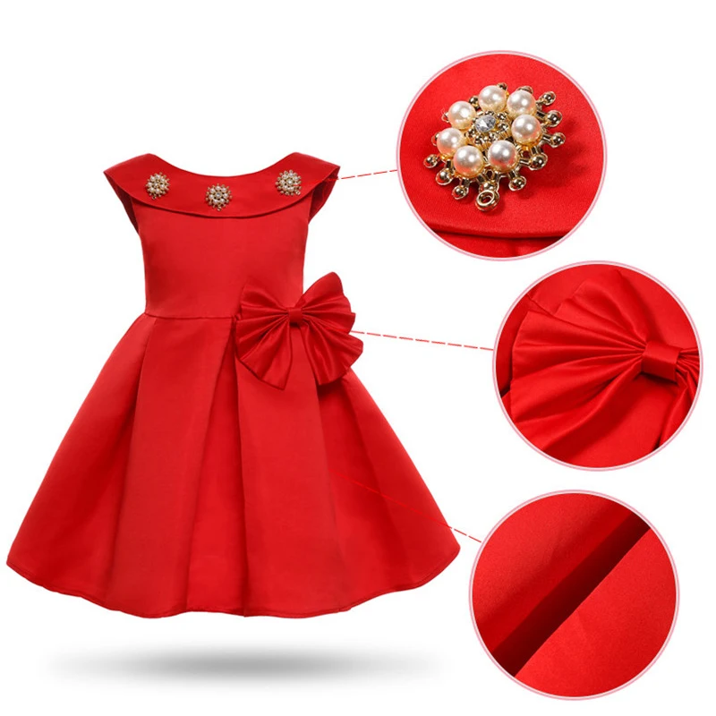 Атласное свадебное платье принцессы с большим бантом и лепестками для девочек