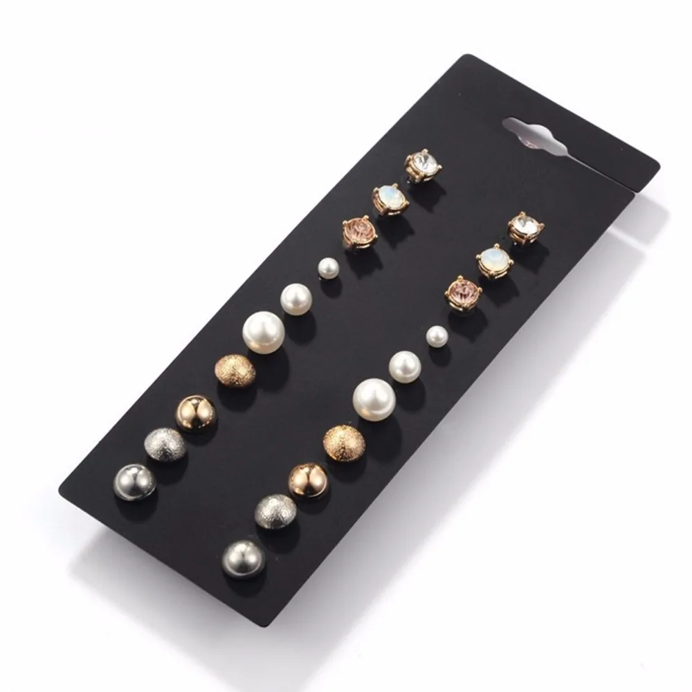 Yvlah A Комбинации одной карте нескольких twin Rhinestone Peal Серьги для Для женщин контракт