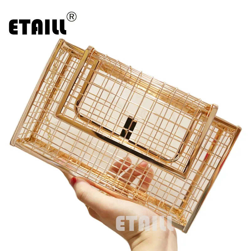 ETAILL модная новинка женская вечерняя сумочка с полым металлическим покрытием