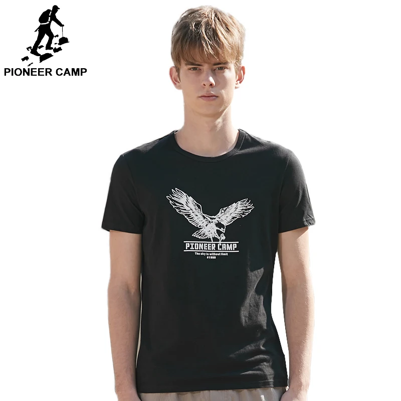 Pioneer Camp повседневные мужские футболки с круглым вырезом и принтом орла модные
