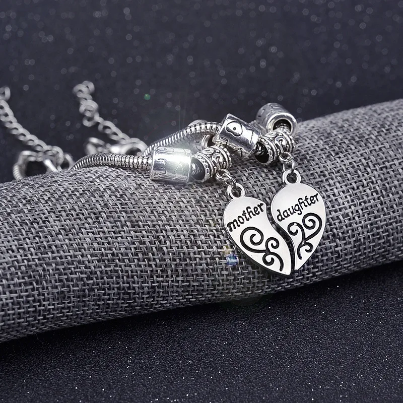 

12 pair European and American fashion simple mother and daughter heart bracelet can be adjustable