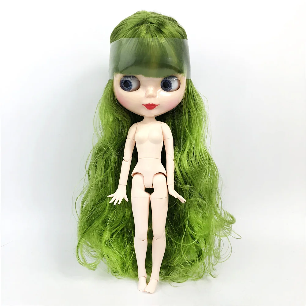Фабричная кукла Blyth блестящие зеленые волнистые волосы белая кожа куклы