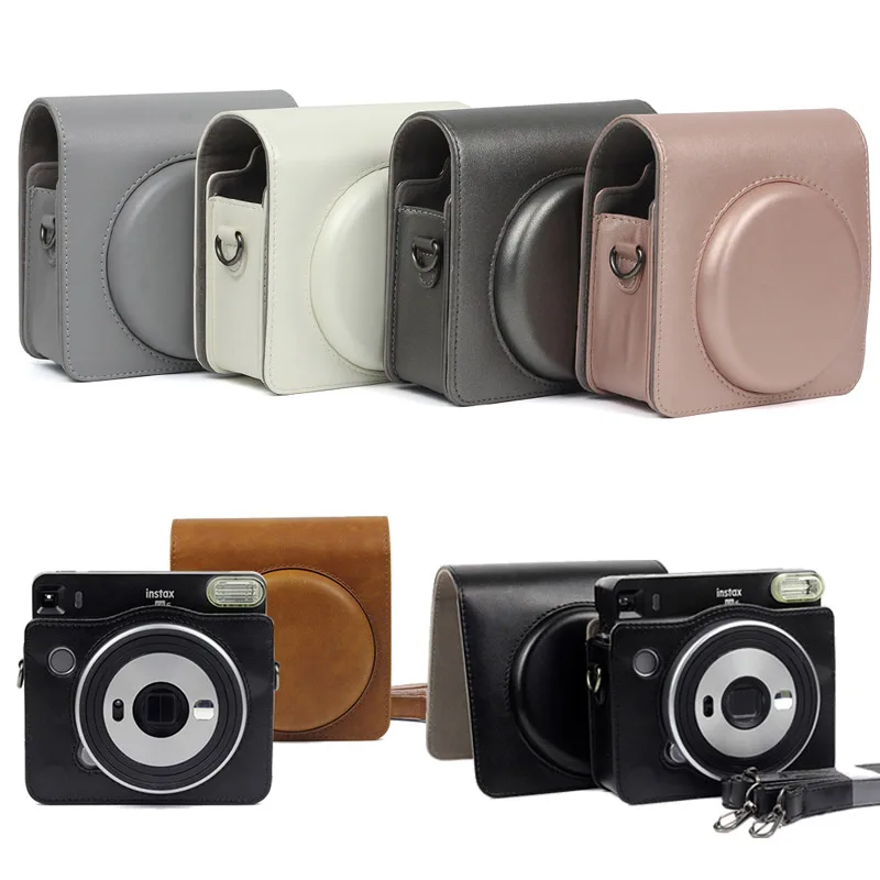 Защитный чехол для камеры моментальной печати Fujifilm Instax Square SQ6 из искусственной кожи с плечевым ремнем для мгновенной печати S